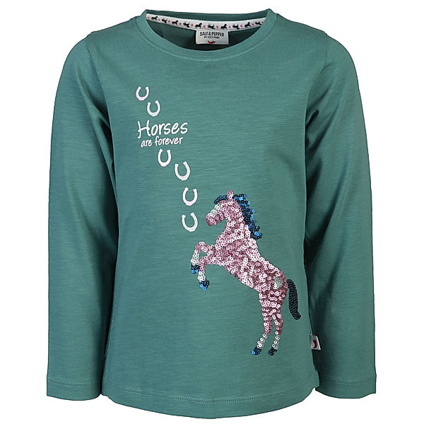 Salt & Pepper Langarmshirt HORSES ARE FOREVER in jade green