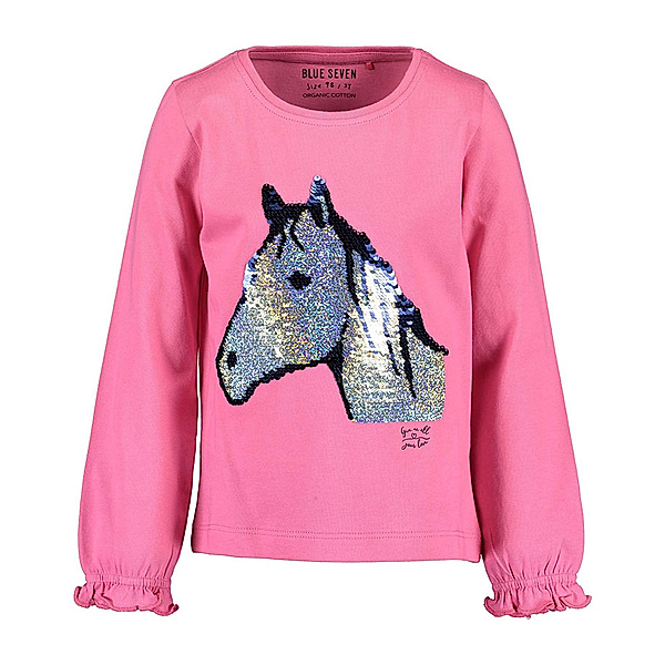 BLUE SEVEN Langarmshirt HORSES – RUFFLES mit Wendepailletten in pink