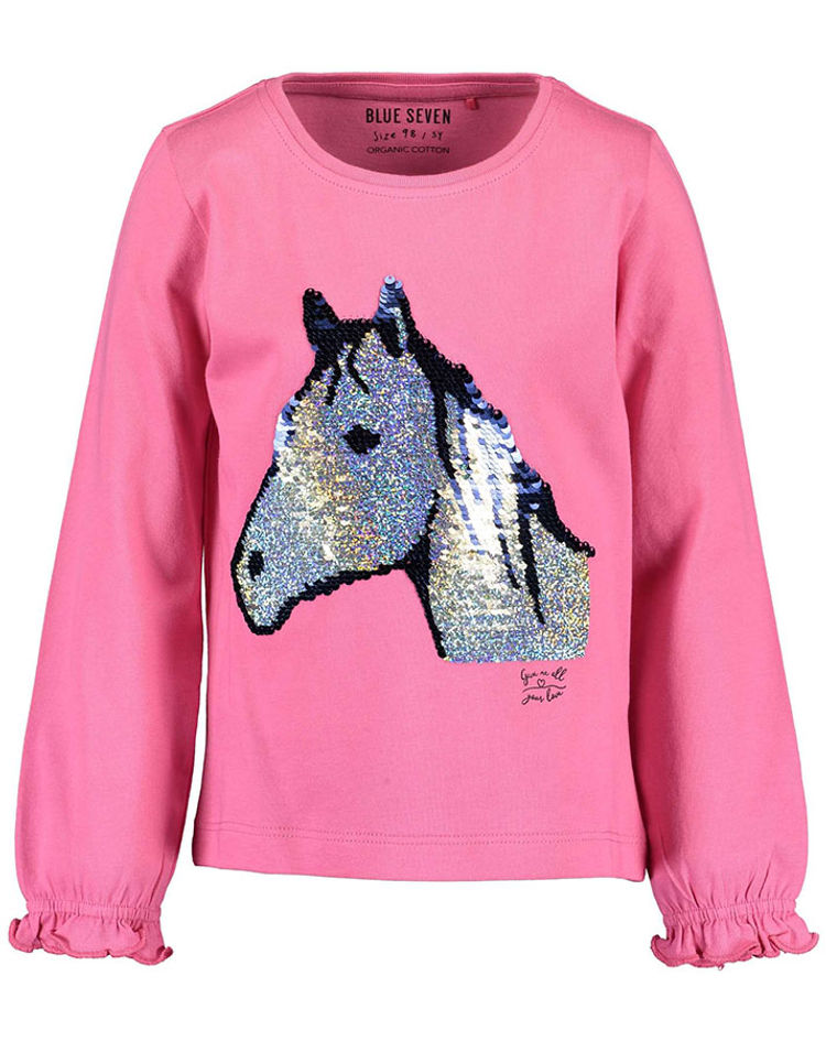 Langarmshirt HORSES – RUFFLES mit Wendepailletten in pink kaufen