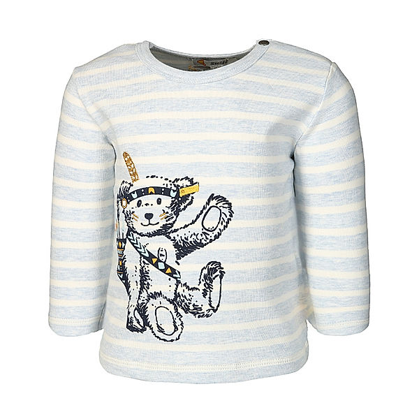 Steiff Langarmshirt INDI BEAR BABY in hellblau/offwhite