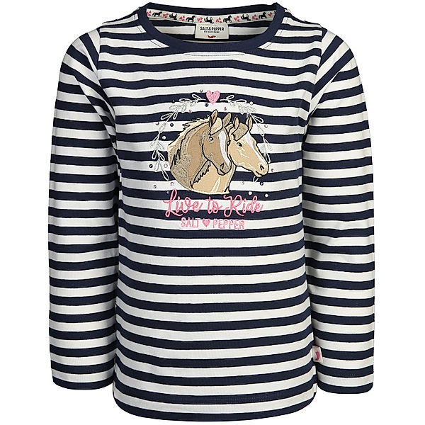 Salt & Pepper Langarmshirt LIVE TO RIDE gestreift in navy