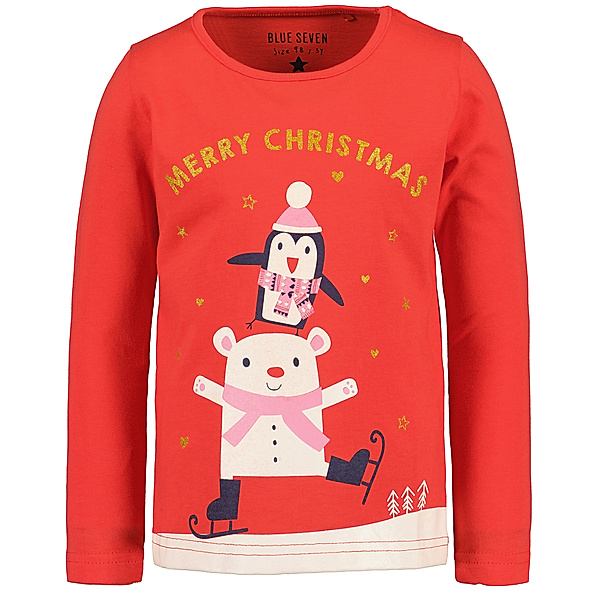 BLUE SEVEN Langarmshirt MERRY CHRISTMAS in tomate