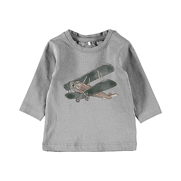 name it Langarmshirt NBMSKJALM in grey melange