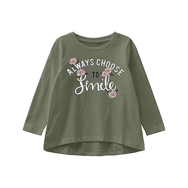 name it Langarmshirt NMFVIOLET – SMILE in deep lichen green