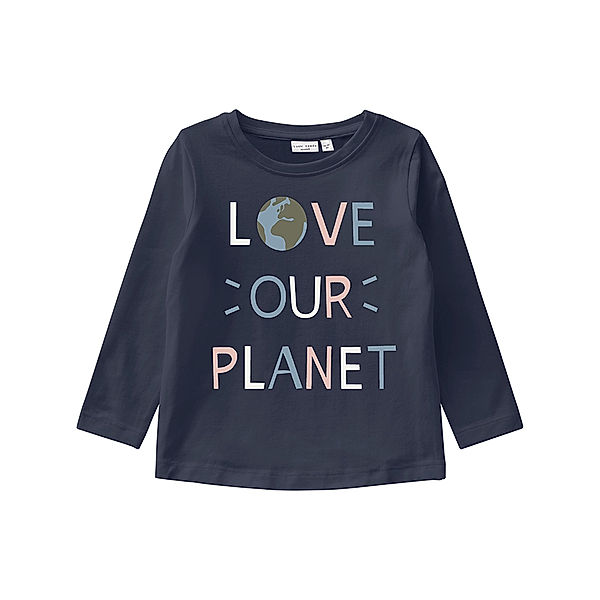 name it Langarmshirt NMFVIX – LOVE OUR PLANET in dark sapphire