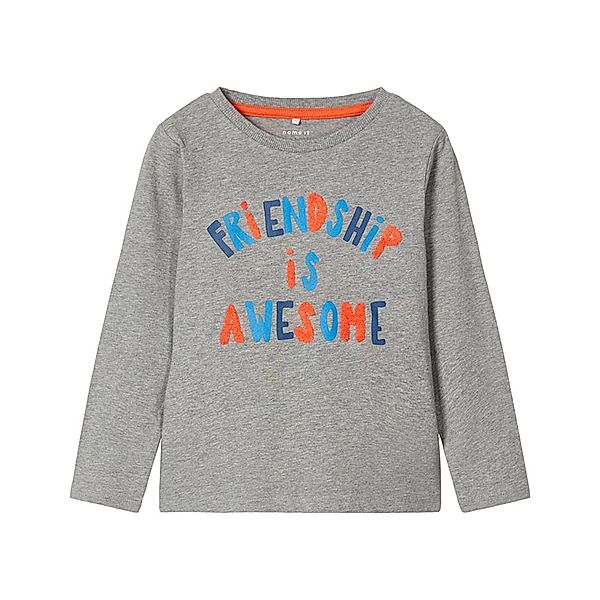 name it Langarmshirt NMMLEON – FRIENDSHIP in grau melange