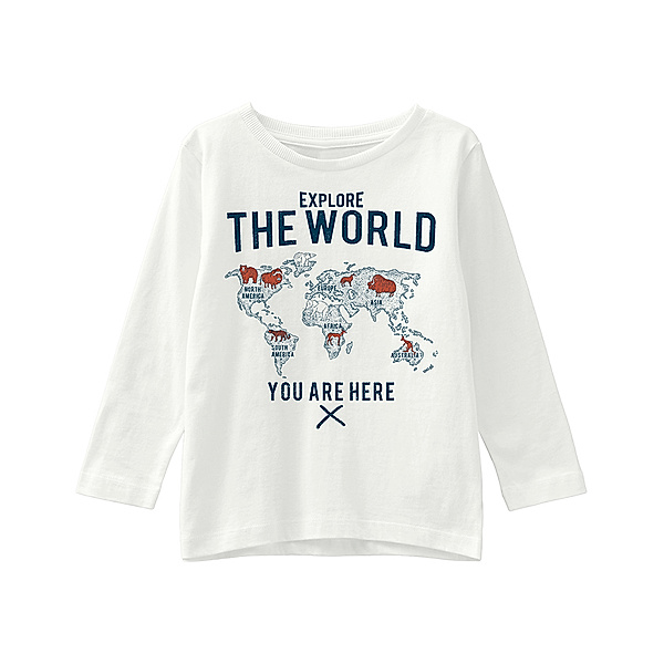 name it Langarmshirt NMMVAGNO – THE WORLD in wollweiß