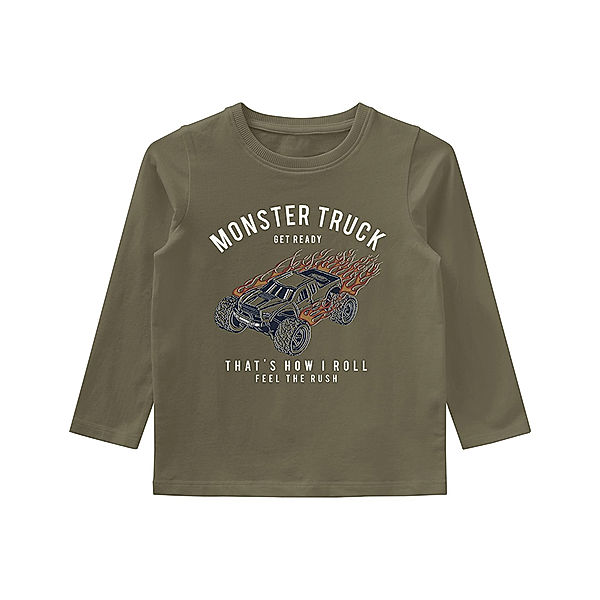 name it Langarmshirt NMMVUX – MONSTER TRUCK in stone gray