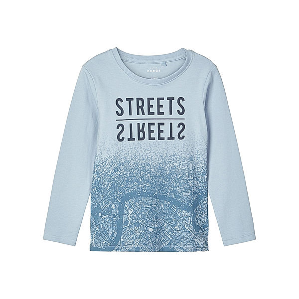 name it Langarmshirt NMMVUX – STREETS in hellblau