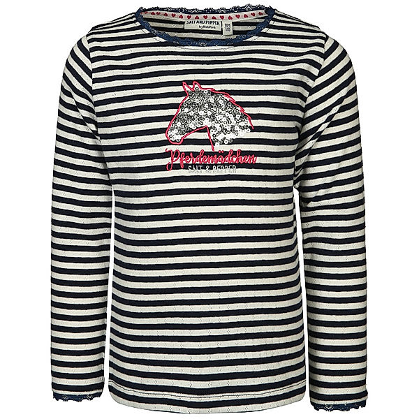 Salt & Pepper Langarmshirt PFERDEMÄDCHEN gestreift in navy