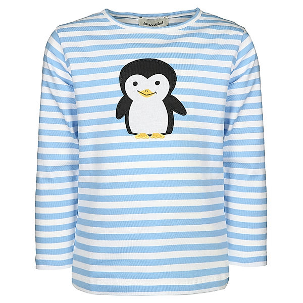 tausendkind collection Langarmshirt PINGUIN PUCK gestreift in mittelblau/weiß