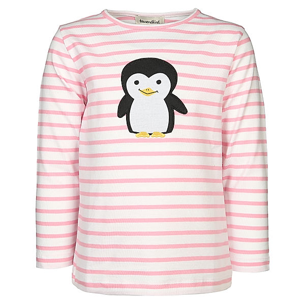 tausendkind collection Langarmshirt PINGUIN PUCK gestreift in rosa/weiss