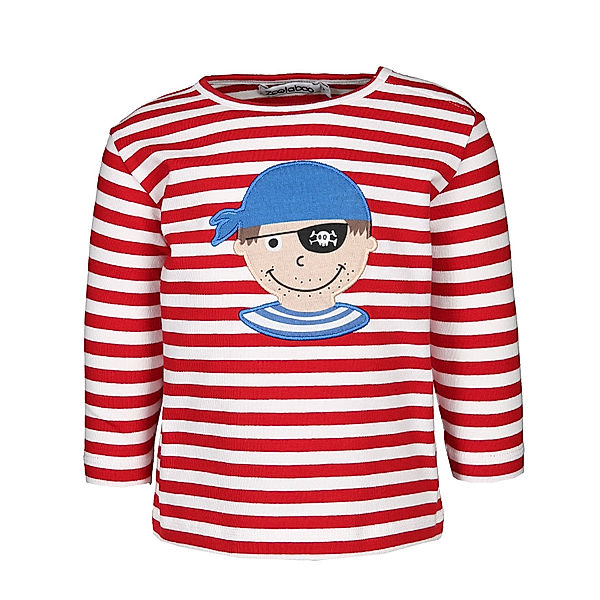 zoolaboo Langarmshirt PIRAT PEPPE gestreift in weiß/rot