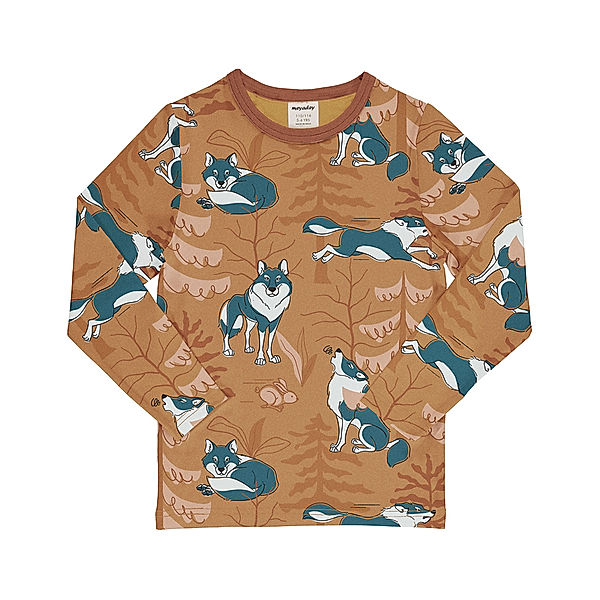 Maxomorra Langarmshirt PLAYFUL WOLF in braun