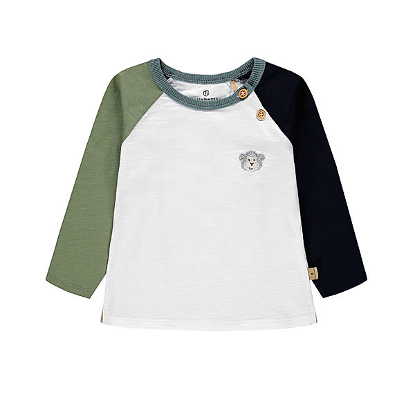 bellybutton Langarmshirt RAGLAN BUTTON in weiss/olive/schwarz