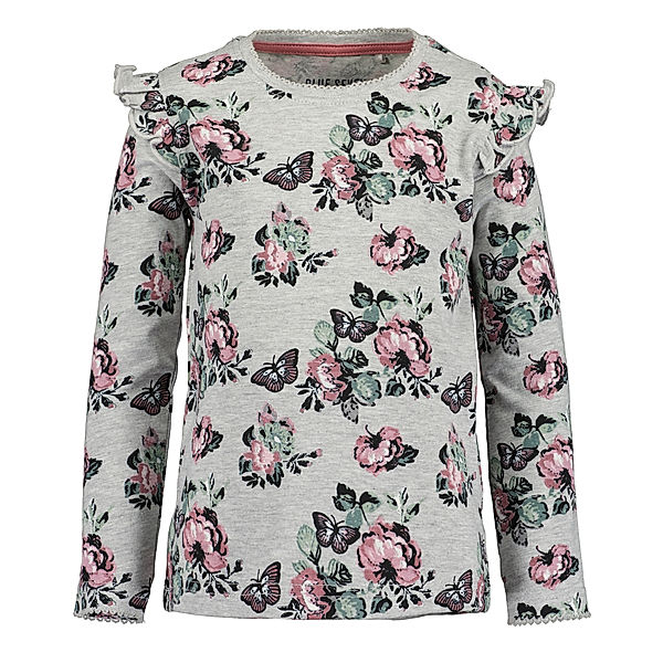 BLUE SEVEN Langarmshirt ROSES meliert in nebel