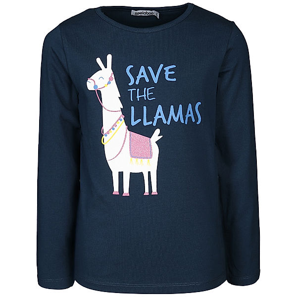 zoolaboo Langarmshirt SAVE THE LLAMAS in dunkelblau