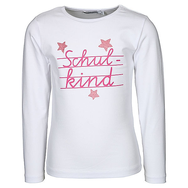 zoolaboo Langarmshirt SCHULKIND STERN mit Glitzer in weiß/pink