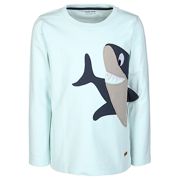 Minymo Langarmshirt SMILING SHARK in pastel blue