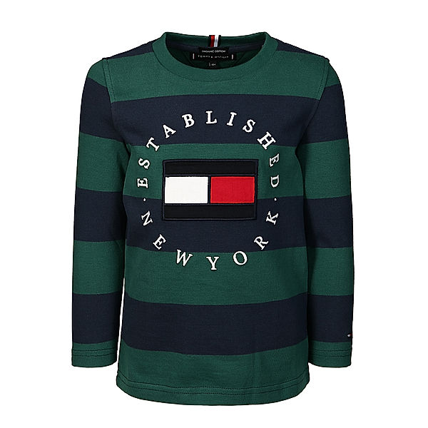 TOMMY HILFIGER Langarmshirt STRIPY HERITAGE in grün/navy