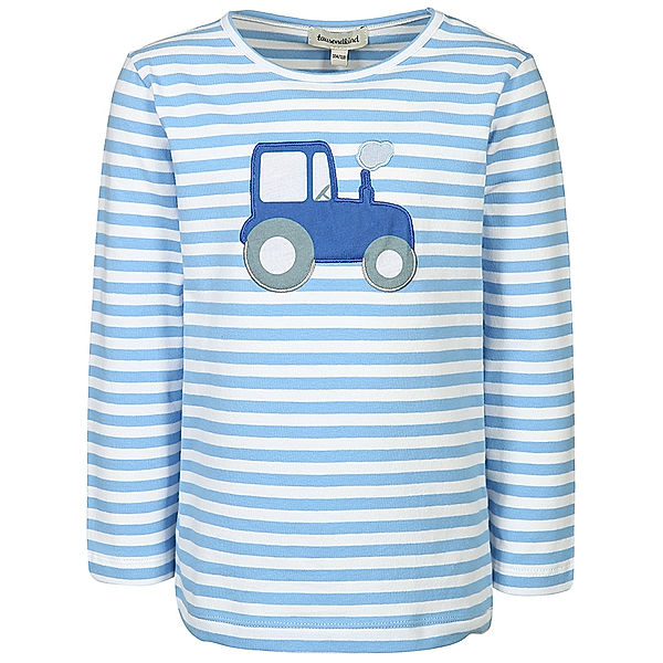 tausendkind collection Langarmshirt TRAKTOR TOBI gestreift in weiß/mittelblau