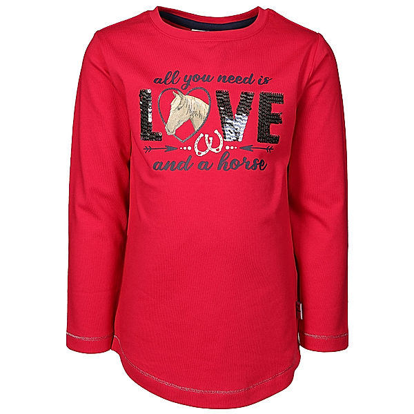 Salt & Pepper Langarmshirt WILD LOVE mit Wendepailletten in kirschrot