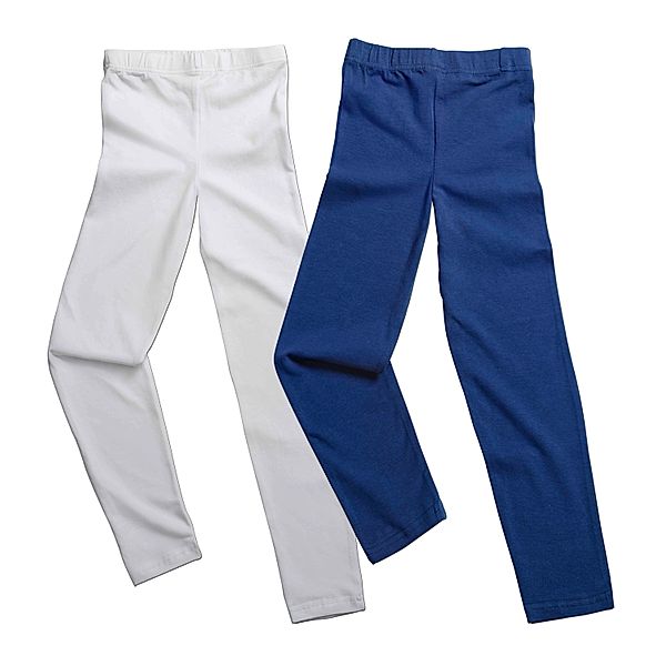 Lange Unterhosen, 2er-Set, navy/weiß (Größe: 98/104)