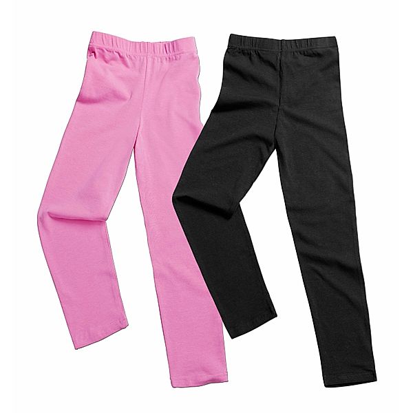 Lange Unterhosen, 2er-Set, pink/schwarz (Größe: 134/140)