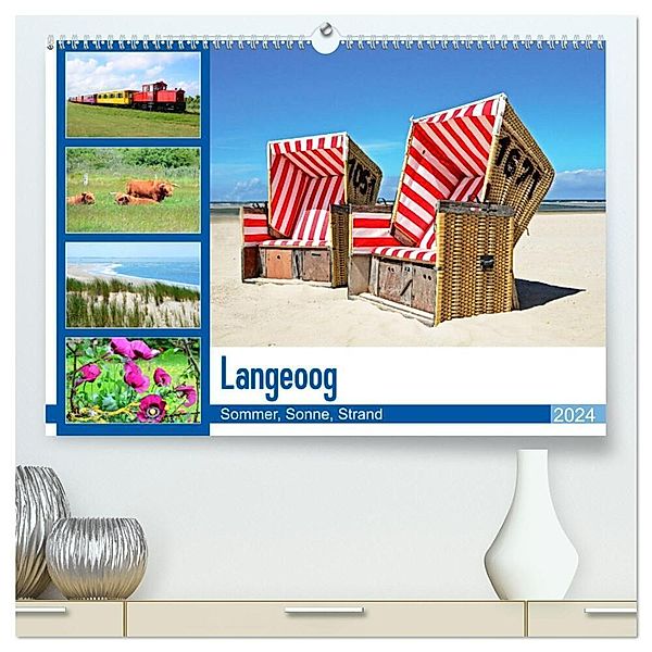 Langeoog - Sommer, Sonne, Strand (hochwertiger Premium Wandkalender 2024 DIN A2 quer), Kunstdruck in Hochglanz, Nina Schwarze