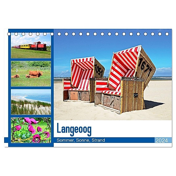 Langeoog - Sommer, Sonne, Strand (Tischkalender 2024 DIN A5 quer), CALVENDO Monatskalender, Nina Schwarze