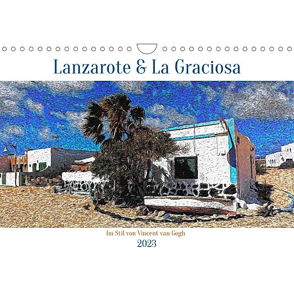 Lanzarote & La Graciosa - Im Stil von Vicent van Gogh (Wandkalender 2023 DIN A4 quer), Peter Balan