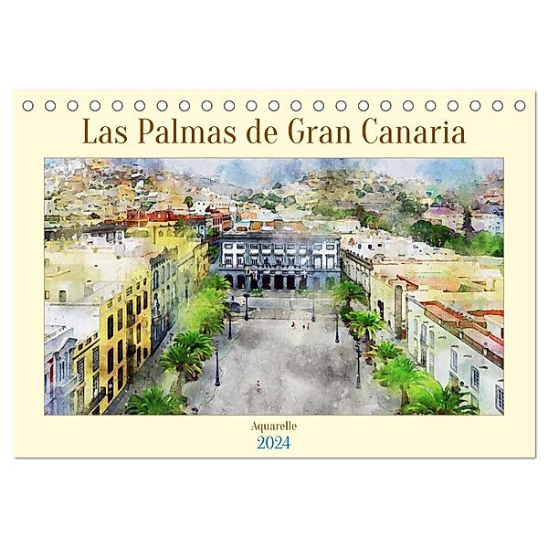 Las Palmas de Gran Canaria - Aquarelle (Tischkalender 2024 DIN A5 quer), CALVENDO Monatskalender, Anja Frost