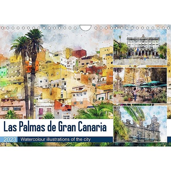 Las Palmas de Gran Canaria - Watercolour illustrations of the city (Wall Calendar 2023 DIN A4 Landscape), Anja Frost