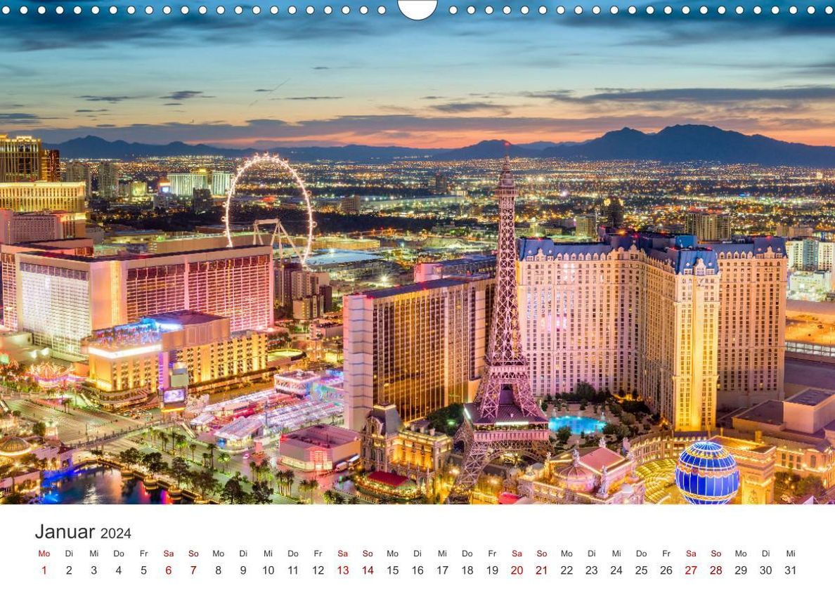 Las Vegas - Die Hauptstadt der Unterhaltung. Wandkalender 2024 DIN A3 quer,  CALVENDO Monatskalender - Kalender bestellen