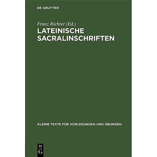 Lateinische Sacralinschriften / Kleine Texte für Vorlesungen und Übungen Bd.68