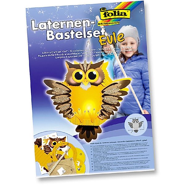 folia Laternen-Bastelset EULE 110-teilig in gelb