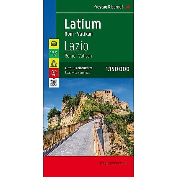Latium - Rom - Vatikan, Autokarte 1:150.000, Top 10 Tips. Lazio, Rome, Vatican