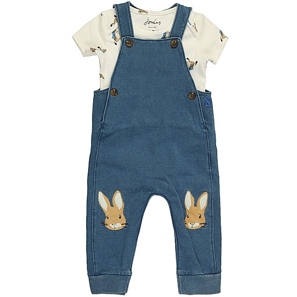 Tom Joule® Latzhose PETER RABBIT mit Kurzarm-Body in denim/weiß