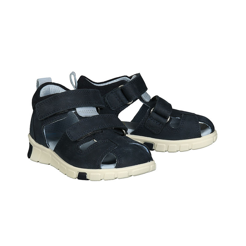 Lauflern-Sandalen MINI STRIDE mit Zehenschutz in nachtblau/hellblau