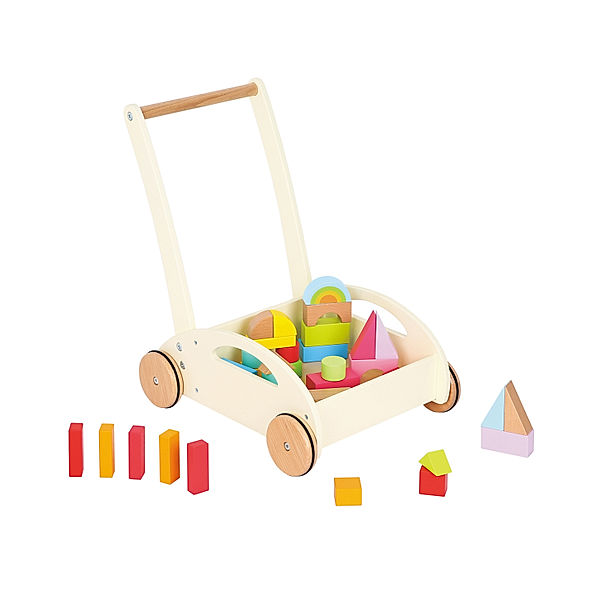 New Classic Toys Lauflernwagen BABY WALKER mit Holzbausteinen