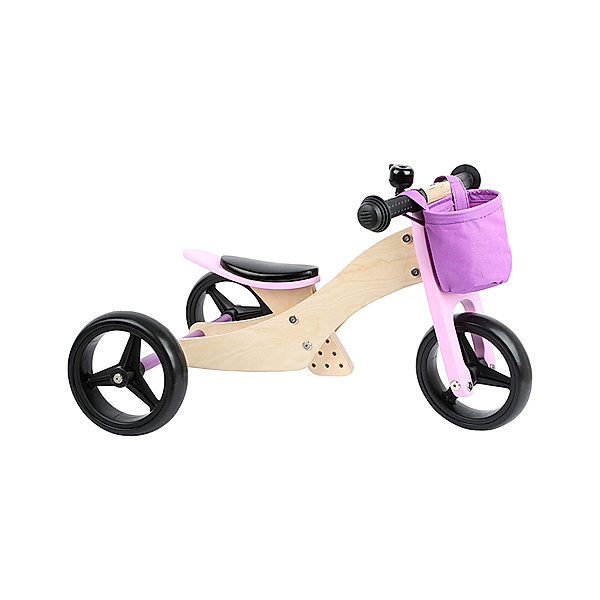 small foot® Laufrad TRIKE 2 in 1 aus Holz in rosa