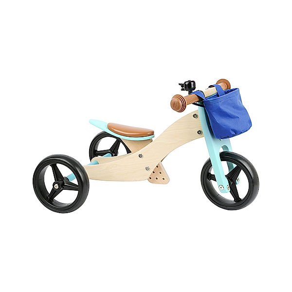 small foot® Laufrad TRIKE 2 in 1 aus Holz in türkis