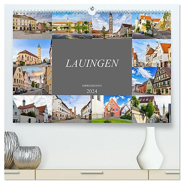 Lauingen Impressionen (hochwertiger Premium Wandkalender 2024 DIN A2 quer), Kunstdruck in Hochglanz, Dirk Meutzner