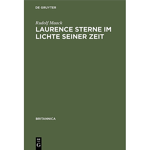 Laurence Sterne im Lichte seiner Zeit, Rudolf Maack