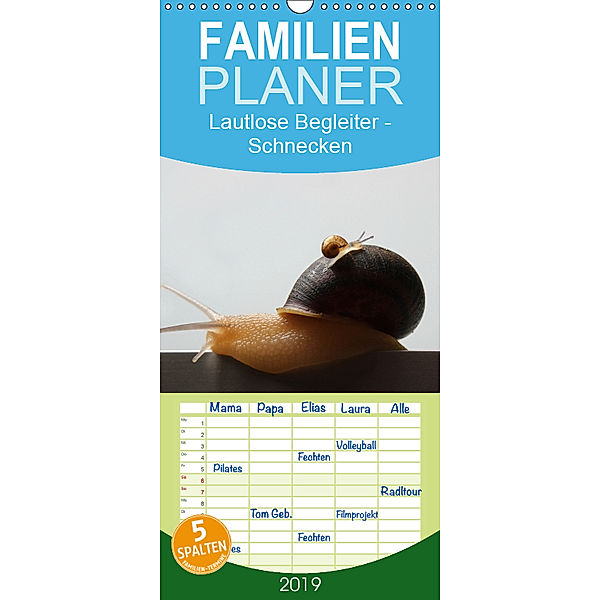 Lautlose Begleiter - Schnecken - Familienplaner hoch (Wandkalender 2019 , 21 cm x 45 cm, hoch), Wibke Geiling