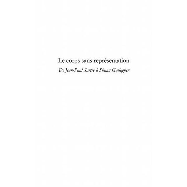 Le corps sans representation - de jean-paul sartre a shaun g / Hors-collection, Isabelle Joly