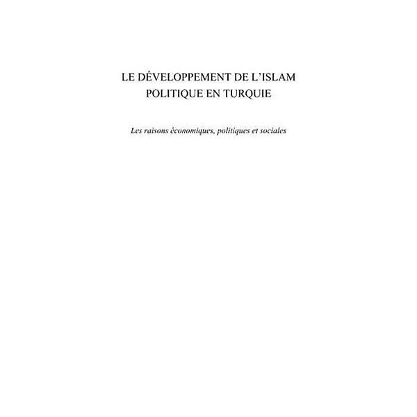 Le developpement de l'islam politique en turquie - les raiso / Hors-collection, Alex Mustapha Pekoz