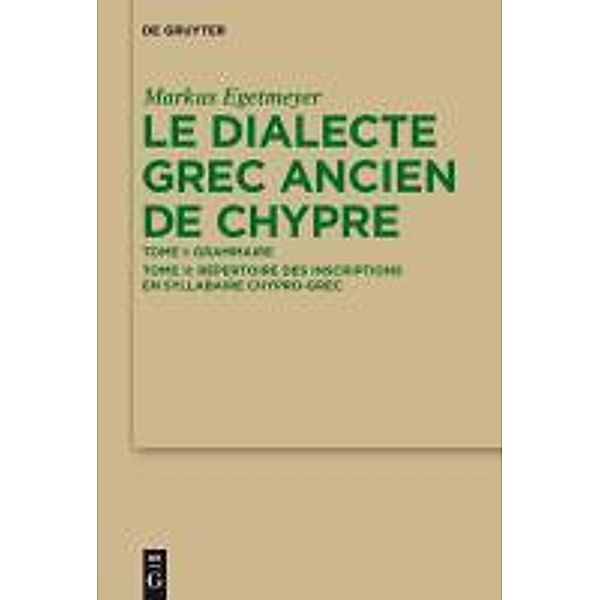Le dialecte grec ancien de Chypre, Markus Egetmeyer
