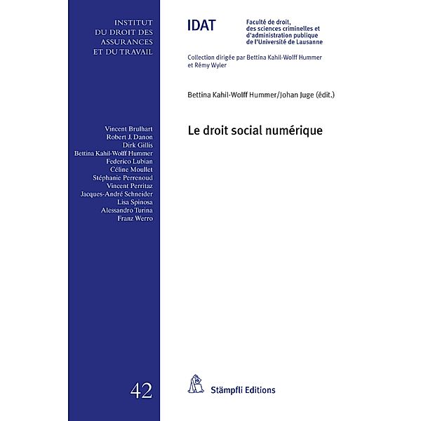 Le droit social numérique / Collection de l'Institut du droit des assurances et du travail IDAT Bd.42