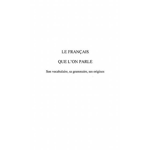 LE FRANCAIS QUE L'ON PARLE / Hors-collection, Cortez Yves